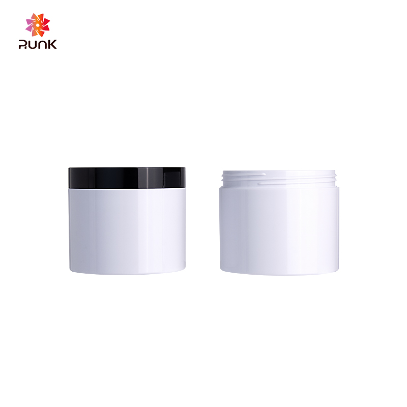 Empty 300ml cream plastic jar with ABS lid